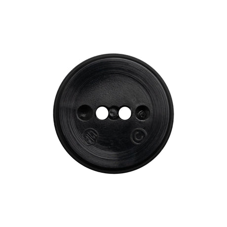 Flat Plastic 2-Hole Button - Black Faceted Rim - 36L/23mm