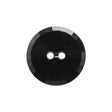 Flat Plastic 2-Hole Button - Black Faceted Rim - 36L/23mm
