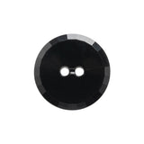 Flat Plastic 2-Hole Button - Black Faceted Rim - 36L/23mm