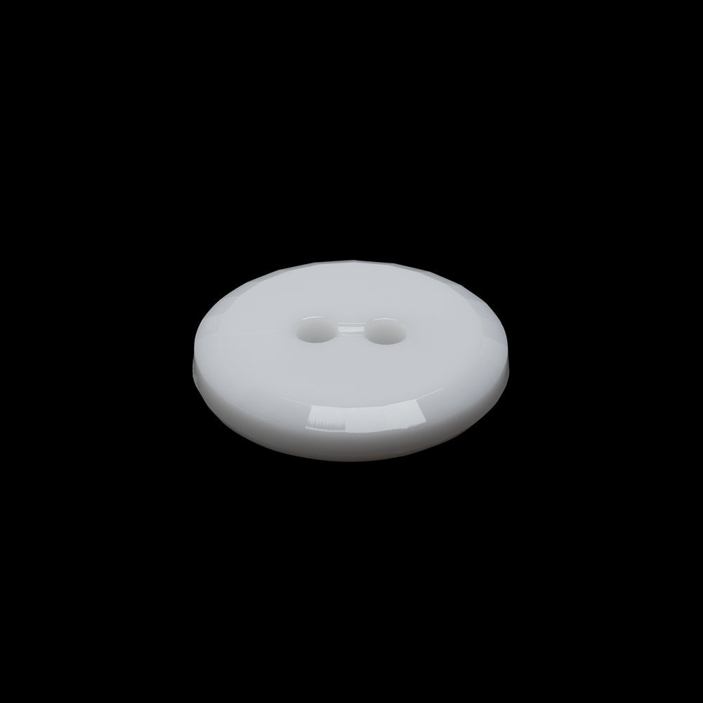 Flat Plastic 2-Hole Button - White Faceted Rim - 30L/19mm