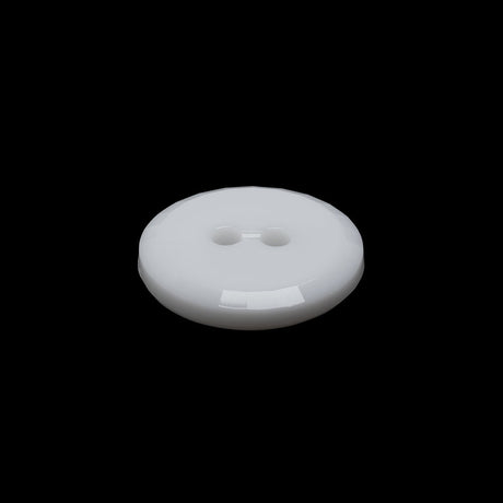 Flat Plastic 2-Hole Button - White Faceted Rim - 30L/19mm