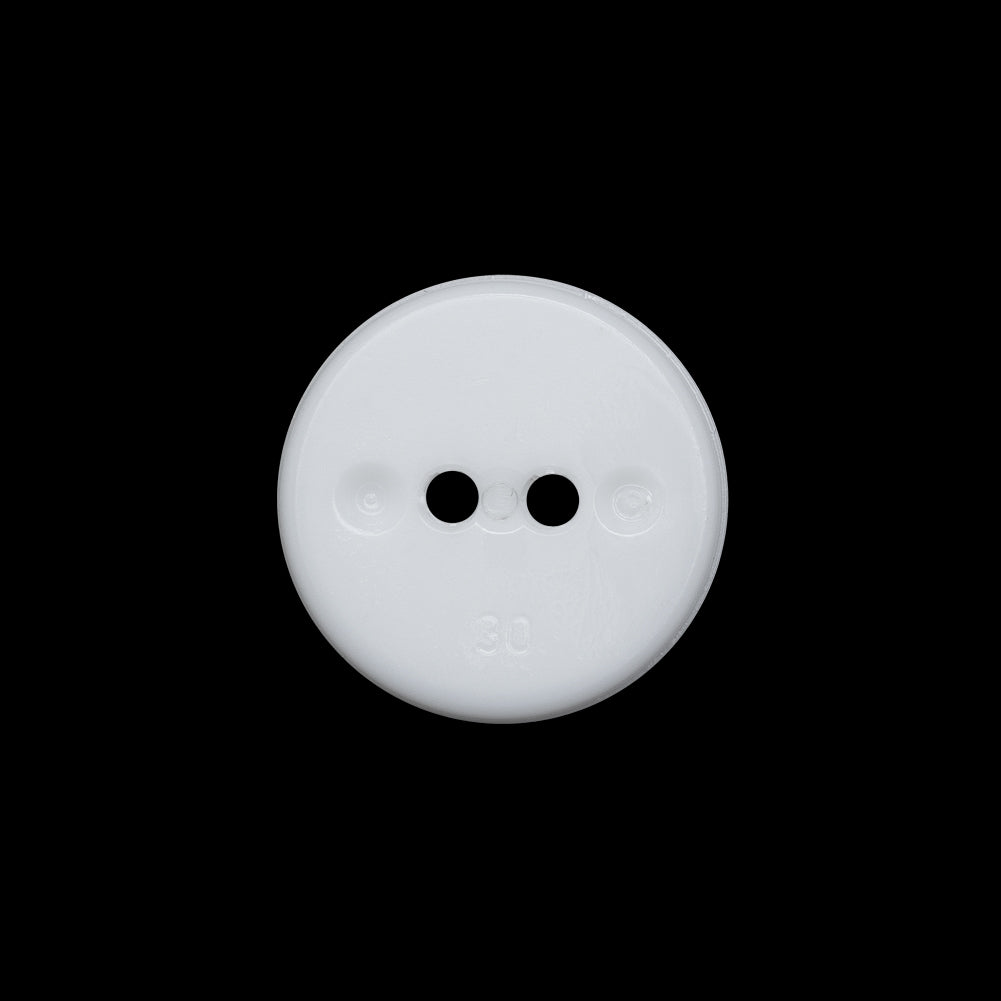 Flat Plastic 2-Hole Button - White Faceted Rim - 30L/19mm