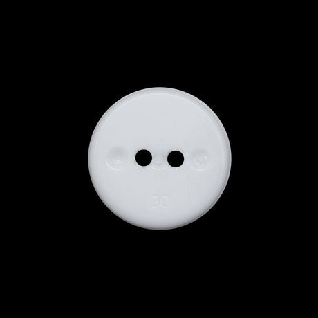 Flat Plastic 2-Hole Button - White Faceted Rim - 30L/19mm
