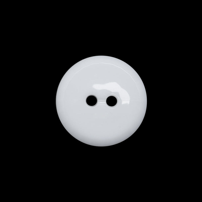 Flat Plastic 2-Hole Button - White Faceted Rim - 30L/19mm