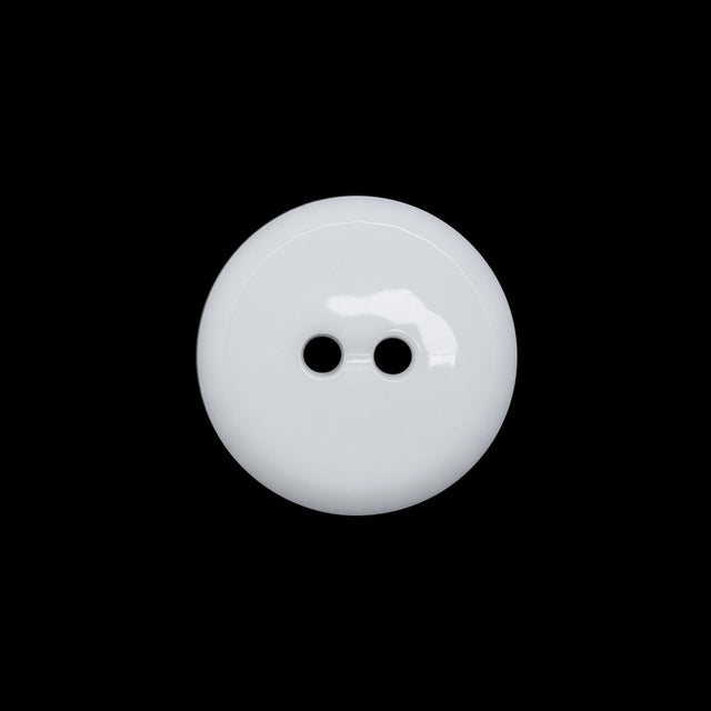 Flat Plastic 2-Hole Button - White Faceted Rim - 30L/19mm