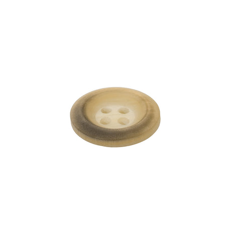 Rolled Rim 4-Hole Plastic Button - Beige and Taupe Iridescent - 24L/15mm