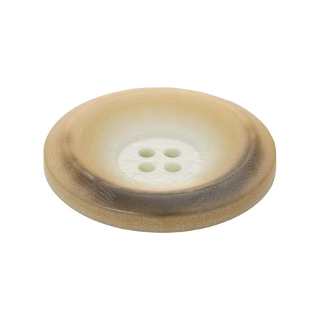 Rolled Rim 4-Hole Plastic Button - Beige and Taupe Iridescent - 44L/28mm