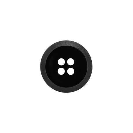 Plastic 4-Hole Button - Black Dish Shaped Matte Rim - 24L/15mm