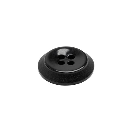 Plastic 4-Hole Button - Black Dish Shaped Matte Rim - 28L/18mm