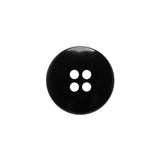 Plastic 4-Hole Button - Black Dish Shaped Matte Rim - 28L/18mm