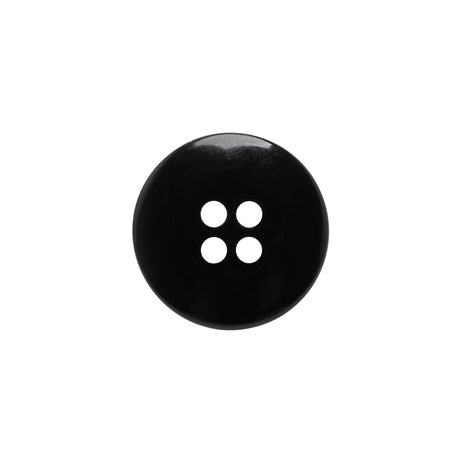 Plastic 4-Hole Button - Black Dish Shaped Matte Rim - 28L/18mm