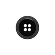 Plastic 4-Hole Button - Black Dish Shaped Matte Rim - 28L/18mm