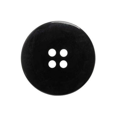 Plastic 4-Hole Button - Black Dish Shaped Matte Rim - 40L/25.5mm