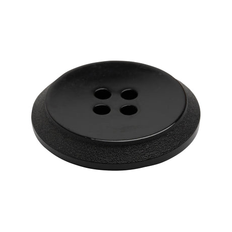 Plastic 4-Hole Button - Black Dish Shaped Matte Rim - 44L/28mm