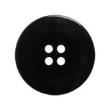 Plastic 4-Hole Button - Black Dish Shaped Matte Rim - 44L/28mm