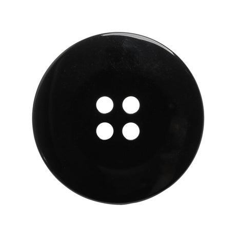 Plastic 4-Hole Button - Black Dish Shaped Matte Rim - 44L/28mm