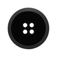 Plastic 4-Hole Button - Black Dish Shaped Matte Rim - 44L/28mm