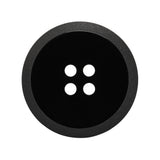 Plastic 4-Hole Button - Black Dish Shaped Matte Rim - 44L/28mm