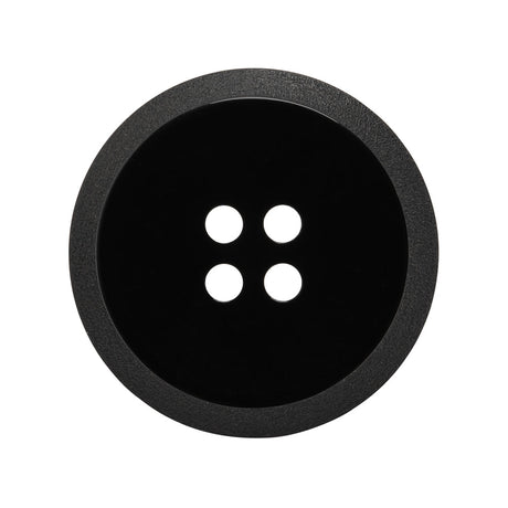 Plastic 4-Hole Button - Black Dish Shaped Matte Rim - 44L/28mm