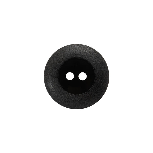 Plastic 2-Hole Button - Black Wide Matte Rim - 28L/18mm