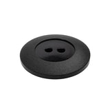 Plastic 2-Hole Button - Black Wide Matte Rim - 40L/25.5mm
