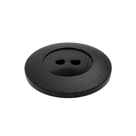Plastic 2-Hole Button - Black Wide Matte Rim - 40L/25.5mm
