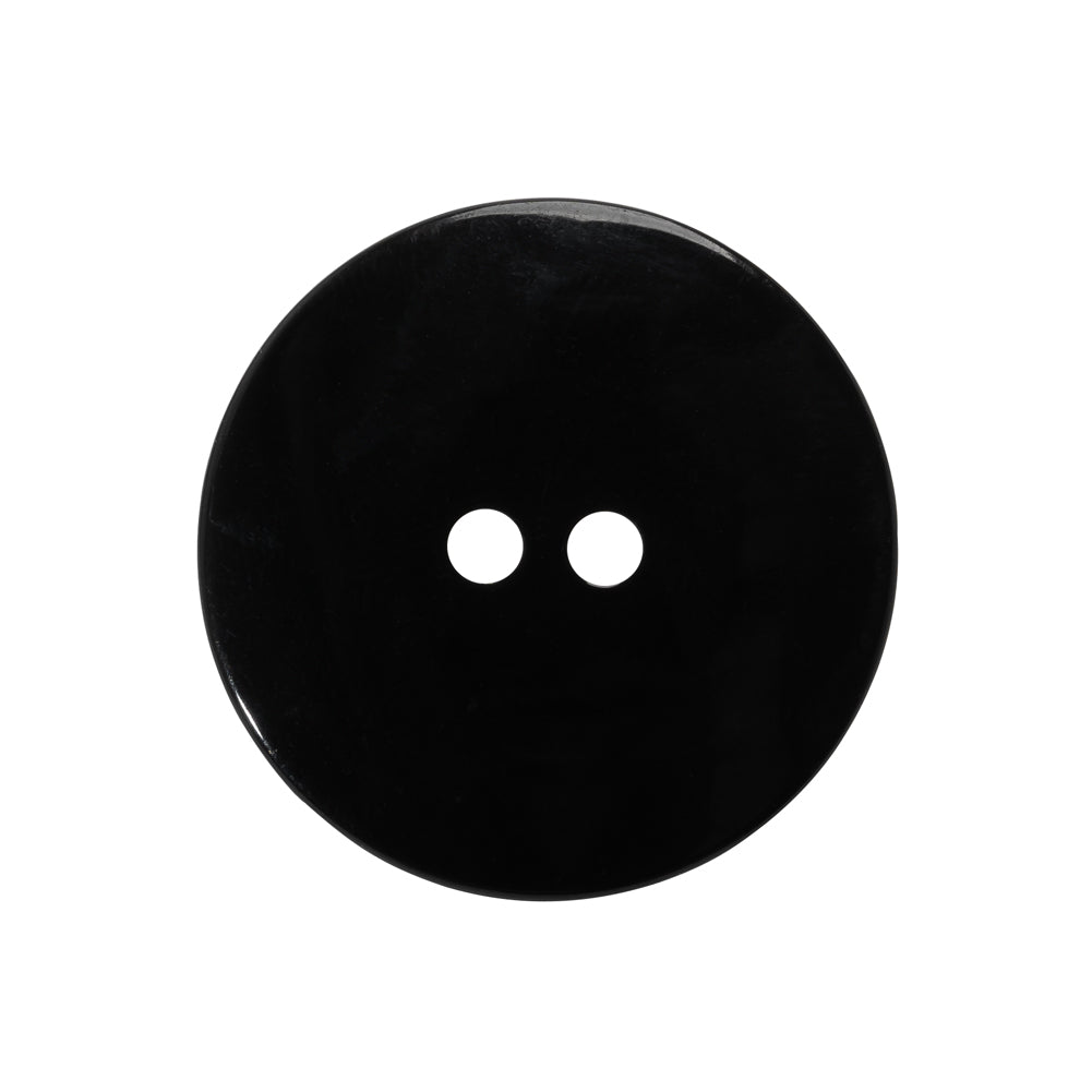 Plastic 2-Hole Button - Black Wide Matte Rim - 40L/25.5mm