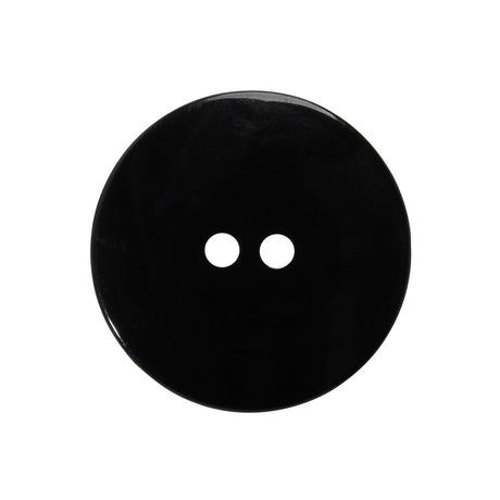 Plastic 2-Hole Button - Black Wide Matte Rim - 40L/25.5mm