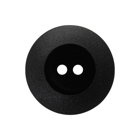Plastic 2-Hole Button - Black Wide Matte Rim - 40L/25.5mm