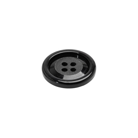 Plastic 4-Hole Button - Black Matte Center - 24L/15mm