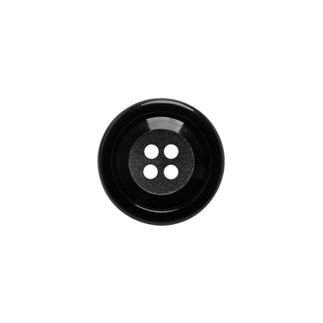 Plastic 4-Hole Button - Black Matte Center - 24L/15mm