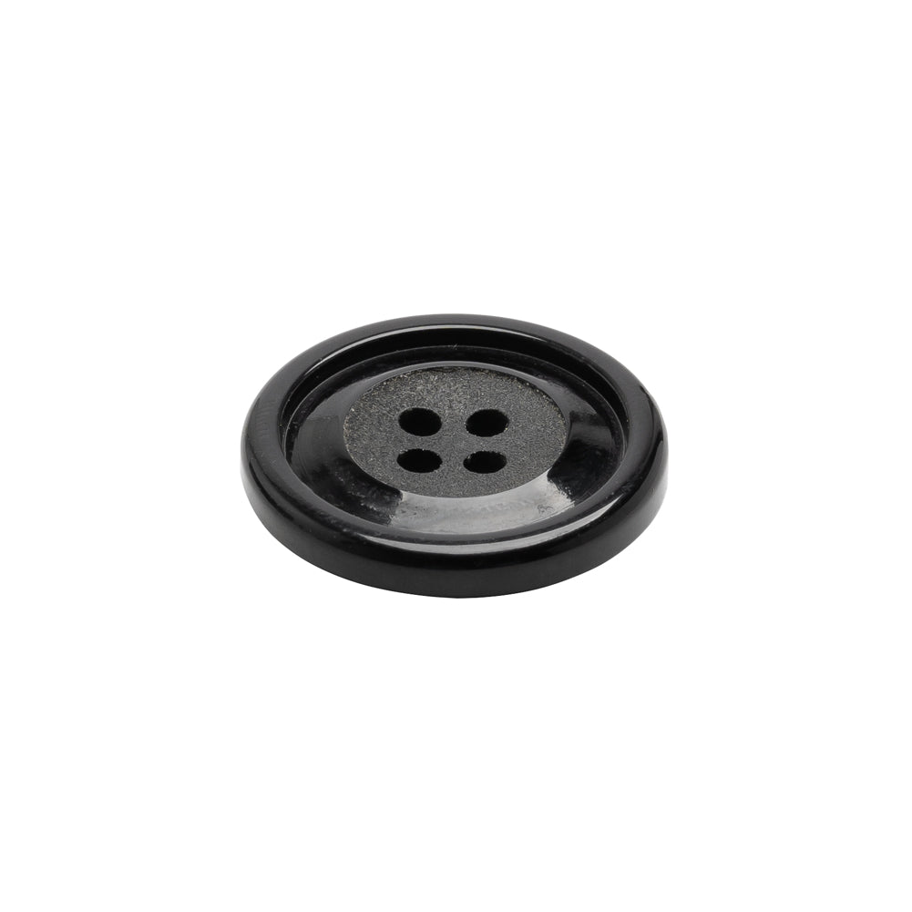 Plastic 4-Hole Button - Black Matte Center - 32L/20mm