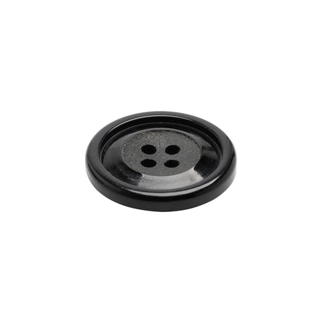 Plastic 4-Hole Button - Black Matte Center - 32L/20mm