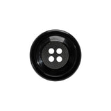 Plastic 4-Hole Button - Black Matte Center - 32L/20mm