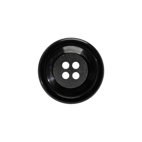 Plastic 4-Hole Button - Black Matte Center - 32L/20mm