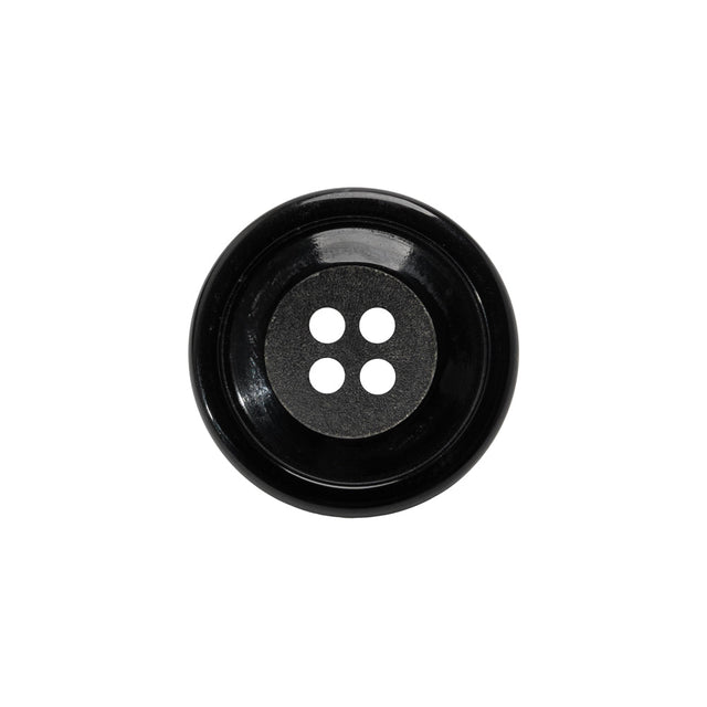 Plastic 4-Hole Button - Black Matte Center - 32L/20mm