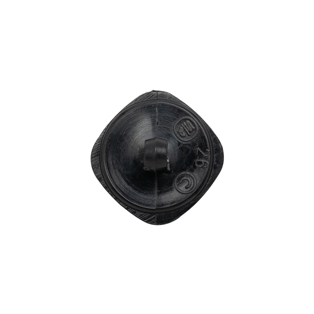 Square Plastic Shank Back Button - Black Partial Matte Abstract - 28L/18mm