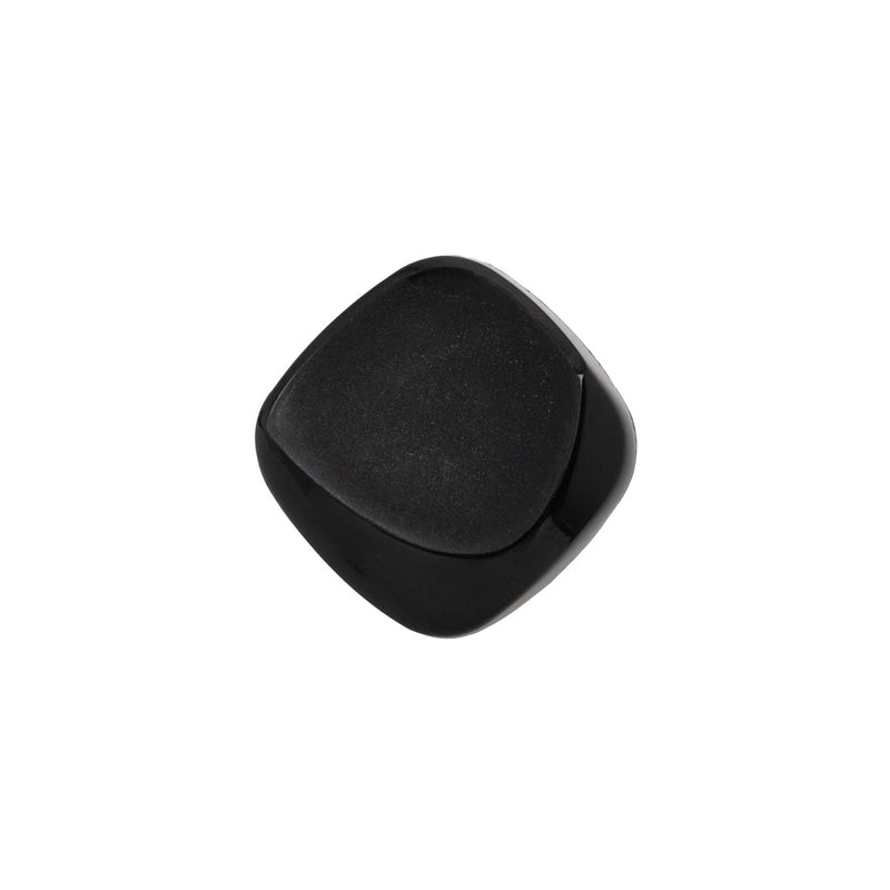 Square Plastic Shank Back Button - Black Partial Matte Abstract - 28L/18mm
