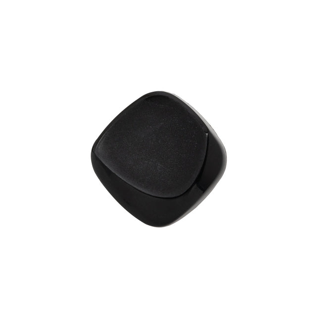 Square Plastic Shank Back Button - Black Partial Matte Abstract - 28L/18mm