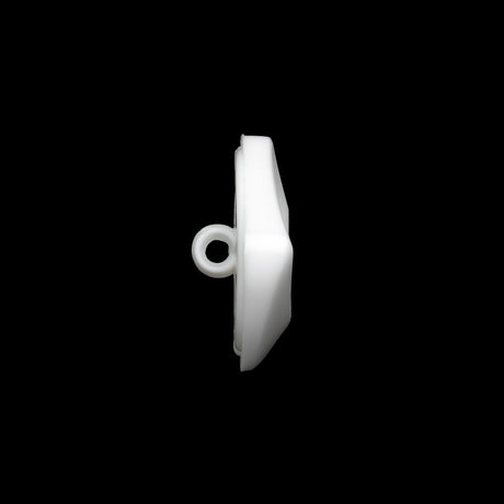 Square Plastic Shank Back Button - White Partial Matte Abstract - 32L/20mm