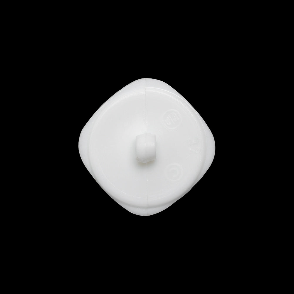 Square Plastic Shank Back Button - White Partial Matte Abstract - 32L/20mm