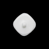 Square Plastic Shank Back Button - White Partial Matte Abstract - 32L/20mm