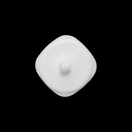 Square Plastic Shank Back Button - White Partial Matte Abstract - 32L/20mm