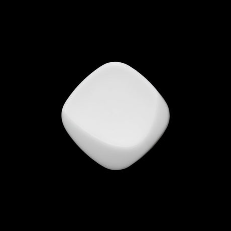 Square Plastic Shank Back Button - White Partial Matte Abstract - 32L/20mm