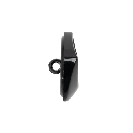 Square Plastic Shank Back Button - Black Partial Matte Abstract - 36L/23mm