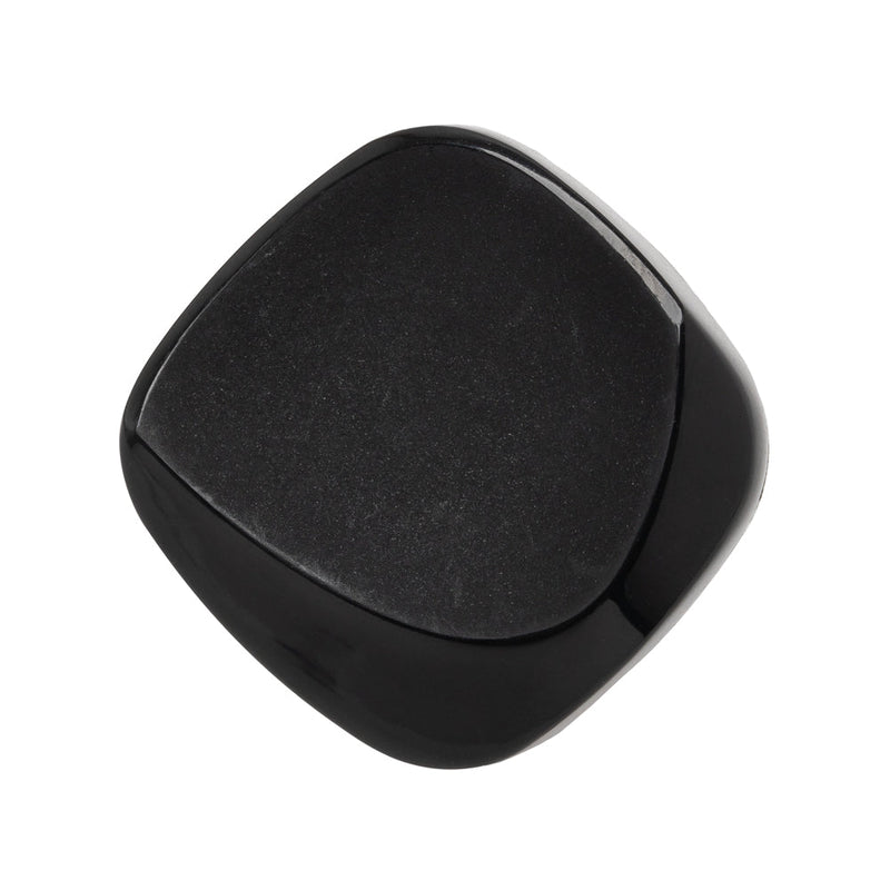Square Plastic Shank Back Button - Black Partial Matte Abstract - 44L/28mm