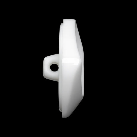 Square Plastic Shank Back Button - White Partial Matte Abstract - 44L/28mm