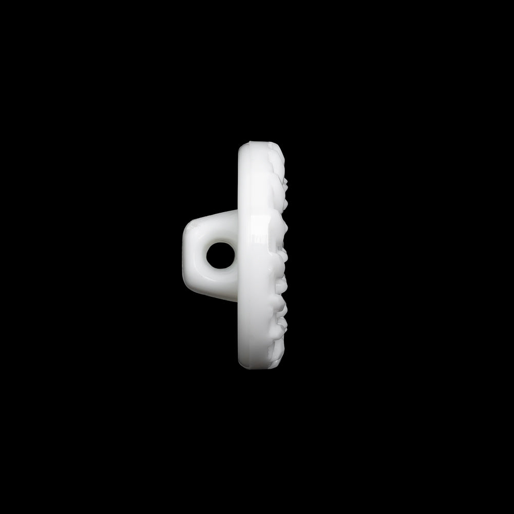 Plastic Shank Back Button - White Faux Gems and Latticework - 30L/19mm