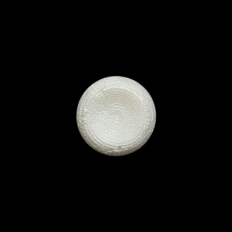 Concave Plastic Shank Back Button - White Beaded Look Embossed - 20L/12.5mm