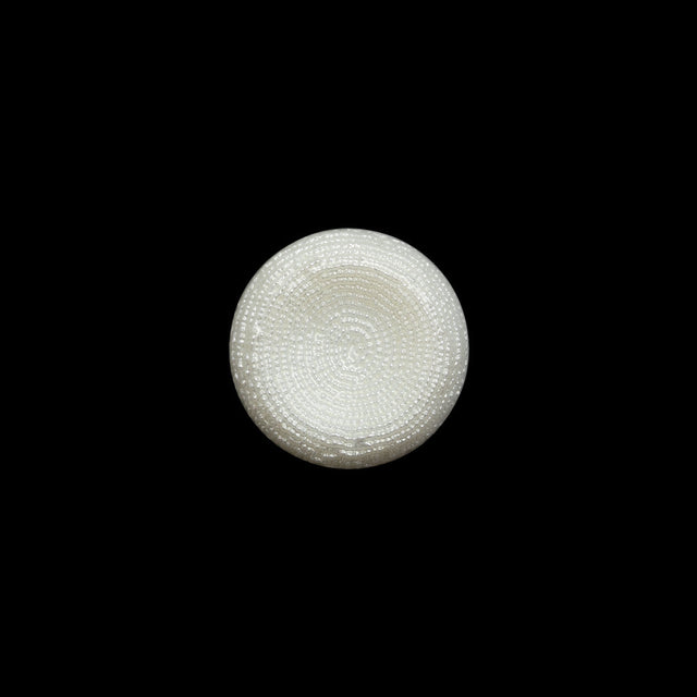 Concave Plastic Shank Back Button - White Beaded Look Embossed - 20L/12.5mm